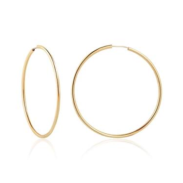 Imagem de Barzel Brincos de argola infinitos banhados a ouro 18K, 3 mm de espessura, tamanhos variados de 40 a 70 mm, acabamento altamente polido, sem manchas, 60MM, Latão, Sem pedra preciosa