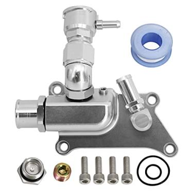 Imagem de Tektall Carcaça superior do refrigerante com mangueira de pescoço de enchimento de cotovelo reto para K-Series K20Z3 K24 16AN motor prata