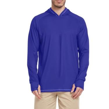Imagem de Moletom masculino branco com proteção solar manga longa FPS 50 camiseta masculina leve Rash Guard à prova de sol UV, Azul marinho, XXG