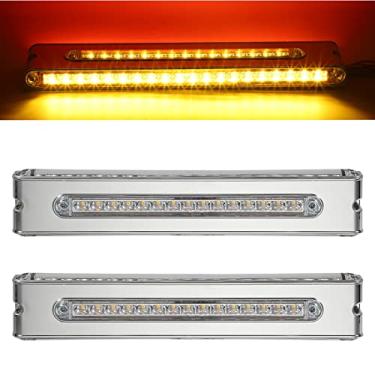 Imagem de Partsam 2 peças de 30,5 cm Barra de luz traseira dupla face com moldura cromada luzes indicadoras laterais 55 LED barra de luz de reboque de face tripla montagem em superfície barra de luz auxiliar de 30,5 cm lente transparente