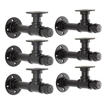 Imagem de YCCO Suporte de prateleira de tubo industrial de 21,7 cm DIY para prateleira flutuante de madeira de 20,3 a 40,6 cm, aparência vintage, rústico, decoração de cachimbo doméstico, 6 pacotes, acessórios