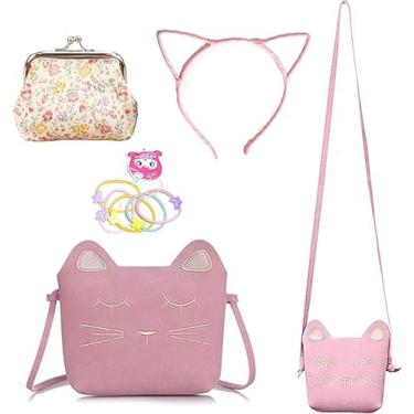 Imagem de Delphinus Bolsa tiracolo fofa para gatos, rosa, 5.1x4.7x1.6 inches