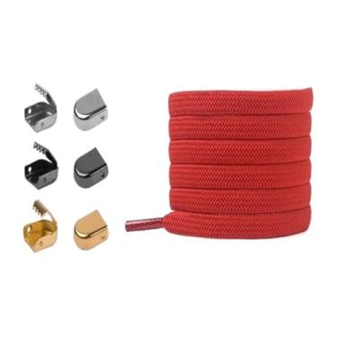 Imagem de Sem Gravata Plana Caminhadas Tênis De Corrida Renda Elástica Cadarço Lazer Ao Ar Livre Tênis Rápido Plana Cadarço Crianças Adulto Preguiçoso Laços(Red)