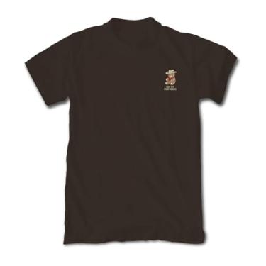 Imagem de Riot Society Camiseta masculina de manga curta com logotipo bordado, Urso de pelúcia cowboy bordado (chocolate escuro), M