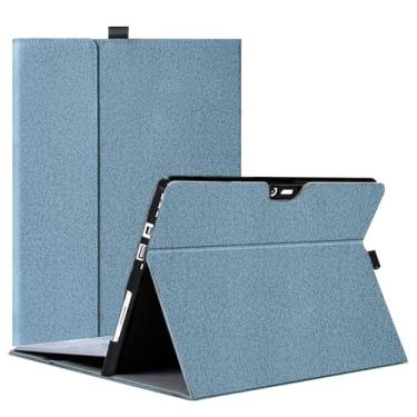 Imagem de Megoo Capa Surface Pro 7 para Microsoft Surface Pro 7/7 Plus/6/5/4, com suporte para caneta Stylus com ajuste de vários ângulos, capa protetora compatível com teclado tipo capa (azul claro)