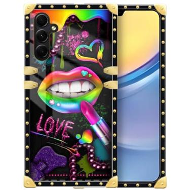 Imagem de Yuning419 Capa compatível com Samsung Galaxy A05S 4G, TPU macio de luxo e parte traseira rígida de policarbonato para meninas e mulheres, capa protetora à prova de choque, lábios de batom