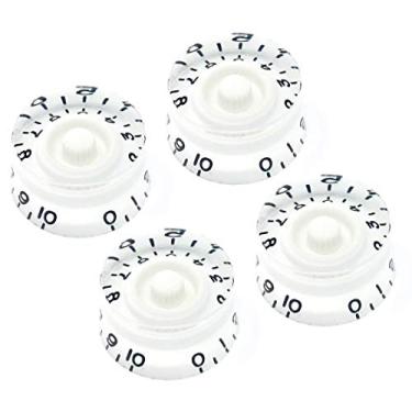 Imagem de Vintage Forge Botões de velocidade brancos compatíveis com guitarra elétrica Epiphone Les Paul SG (conjunto de 4) serve para 18 potes de eixo dividido (métrico) RS18M-WHT4