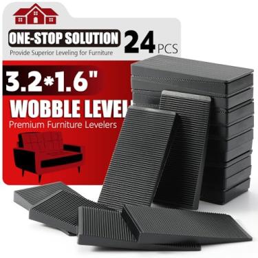 Imagem de Kit de nivelador de móveis, 24 peças, variedade de tamanhos | Calço de borracha multiuso para nivelar pés estáveis | Almofada antioscilação para mesa irregular, perna de cômoda, vaso sanitário e mais
