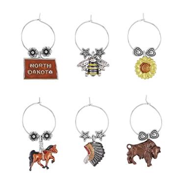 Imagem de Wine Things, 6 peças, pingentes de vinho/marcadores de bebida para taças de vinho, festa de degustação de vinhos (estado), Metal, Sem pedras preciosas