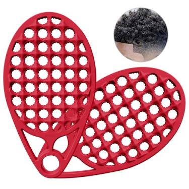 Imagem de KOUPA Magic Escova de cabelo cacheado de silicone, pente torcido para cachos afro, ferramenta de cabelo lavável para homens e mulheres, vermelho, 2 peças