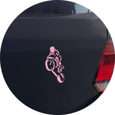 Imagem de Adesivo de Carro Empinando a Moto Speed - Cor Rosa Claro - Melhor Ades