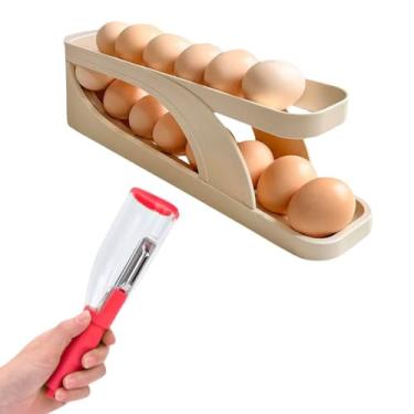 Imagem de Kit Organizador de Ovos e Descascador de Legumes e Frutas com Reservatório, Economia de Espaço e Praticidade na Sua Cozinha, Dispenser Inteligente, Ralador Portatil