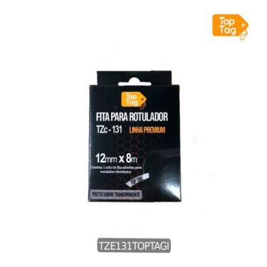 Imagem de Fita Compativel P/ Rotulador Brother 12mmx8mt Preto/transparente Tze13