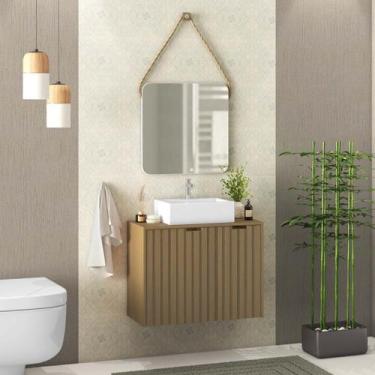 Imagem de Conjunto de Banheiro completo com Gabinete Suspenso  Espelho e Cuba Qu