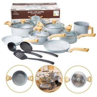 Imagem de Jogo de Panelas 10 Peças 2mm Revestimento Cerâmico Indução Antiaderent