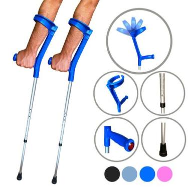 Imagem de Par Bengala Muleta Articulada Altura Ajustável Colorida - Alo Ortopedi