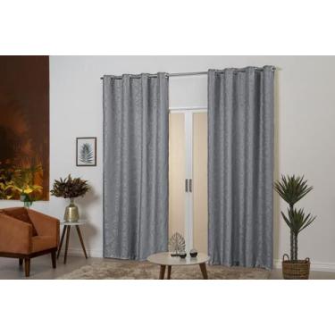 Imagem de Cortina Jacquard Semiblackout 4M Cinza Desenhada - Beatriz Enxovais