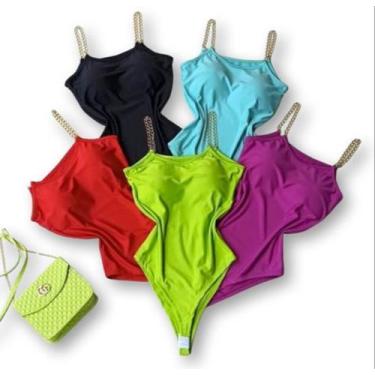 Imagem de Body poliéster alça corrente com bojo feminino elegante - Filó modas, 