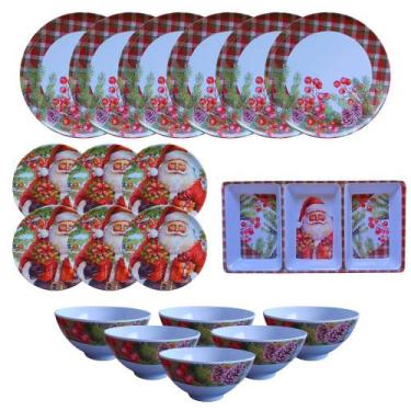 Imagem de Aparelho de Jantar Natalino 19 Peças Melanina Azevinho (Material Sinté