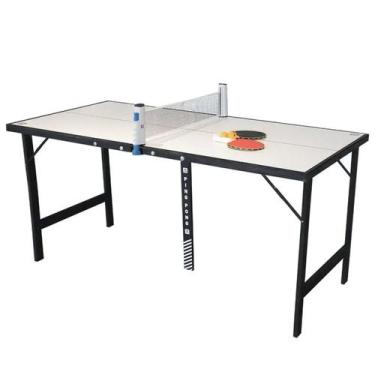 Imagem de Mini Mesa de Ping Pong Portátil Completa Com Rede Retrátil + 2 Raquete