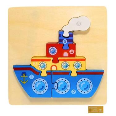 Imagem de Didaticos Aprenda Brincando Veiculos Navio DM Toys Jogo Encaixar Madei