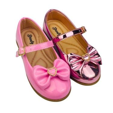 Imagem de Kit Com 2 Pares Sapatilha Infantil Menina Boneca Verniz Confortável SP