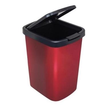 Imagem de Lixeira Prática 9 Litros Vermelha Click Label 25461 Arqplast