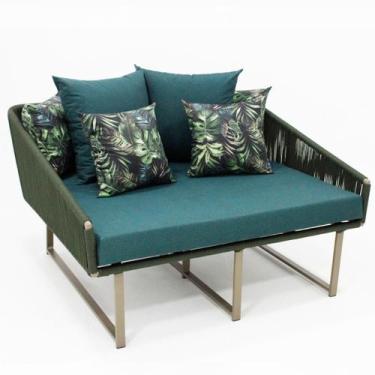 Imagem de Chaise Sofá em Corda Náutica e Alumínio para Jardim Varanda Sala - Nos