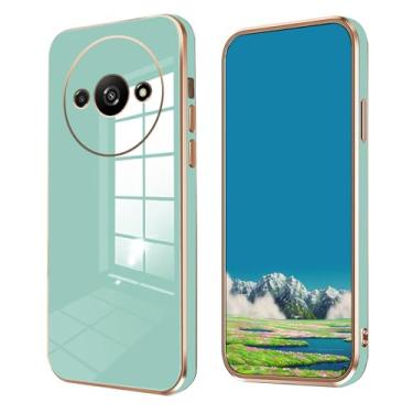 Imagem de Anlalish Compatível com Xiaomi Redmi A3 capa de silicone Xiaomi Redmi A3 capa de telefone 0,3 mm Funda fofa fina chapeamento acessórios de proteção para câmera capa à prova de choque (verde)