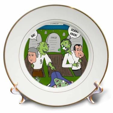 Imagem de 3dRose Prato de porcelana cp_3807_1 Halloween Practical Jokes Clinton & Nixon Masks 10 cm