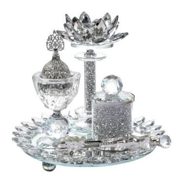 Imagem de Wswqop Conjunto de Queimador de Fragrância de Vidro, Clipe de Queimador de Incenso, Estilo Antigo, Decoração de Mesa, Queimador de Fragrância árabe, Difusor