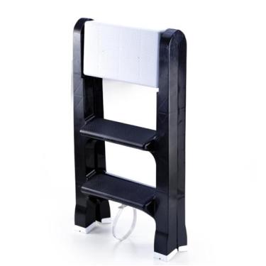 Imagem de Escada Banqueta Agraplast 3 Degraus Plástico Dobrável, Preta com 1 deg