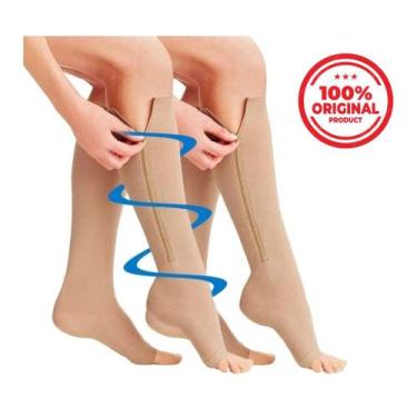 Imagem de Meias De Compressão C/ Zíper Tratamento para Varizes Edema Trombose e 