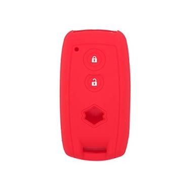 Imagem de SEGADEN Capa protetora de silicone com suporte de capa protetora compatível com SUZUKI 2 botões Smart Remote Key Fob CV4544 Vermelho