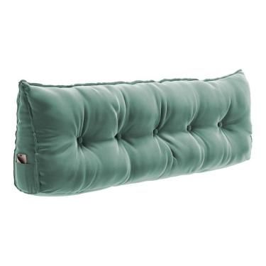 Imagem de Almofada Para Cabeceira Encosto Apoio Lombar Spot 90cm com Porta Celular Veludo - Desk...