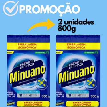 Imagem de Kit 2 Pacotes De Sabão Em Pó Minuano 800 Gramas Lava Roupas