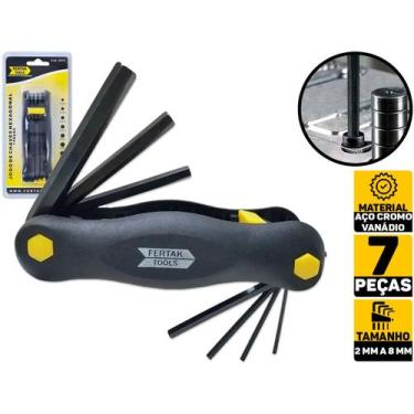 Imagem de Jogo De Chaves Hexagonal 7 Pontas Tipo Canivete Fertak 2414