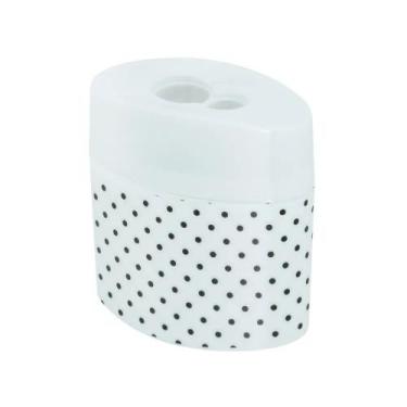 Imagem de Apontador Duplo Plástico Decorado Oval com Depósito - BRW, BRANCO-POÁ