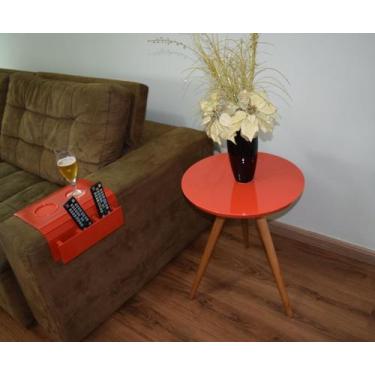 Imagem de Mesa Lateral Tampo Laqueado Para Sala Tampo 40 cm Tripé Pés Palito - l