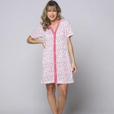 Imagem de Camisola Maternidade Botão na Frente Manga Curta Pós Cirúrgica Pijama 