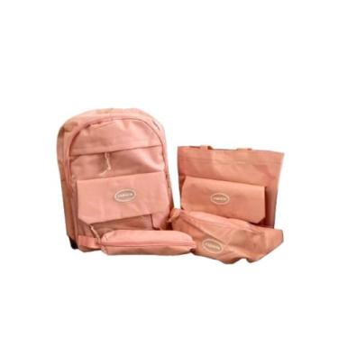 Imagem de Kit 4 Peças Mochila POCHETE FASHION Bolsa Unissex Escolar Multiuso Jov