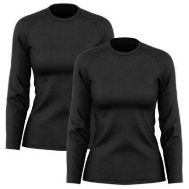 Imagem de Kit 2 Camisetas Manga Longa Poliamida Feminina Proteção Solar UV-Feminino