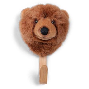 Imagem de Cabide de Madeira com Cabeça de Pelúcia   Urso  Wild & Soft