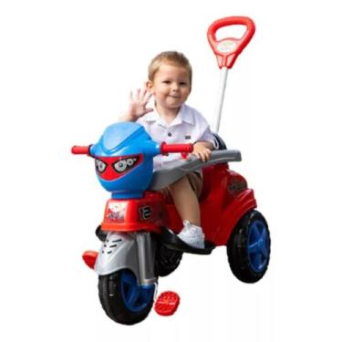Imagem de Motoca Triciclo Infantil Carrinho Passeio Haste de Empurrar Com Pedal 