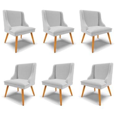 Imagem de Kit 6 Cadeiras Decorativas Sala de Jantar Pés Palito de Madeira Firenz