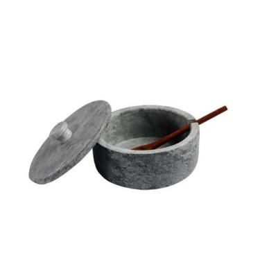Imagem de Açucareiro Farinheira Gourmet Pedra Sabão com Colher G 12cm - Industri
