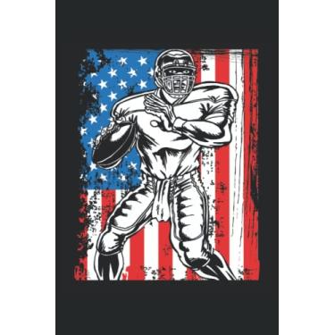 Imagem de Quaterback on a USA flag: Dot Grid Jounal ToDo Exercise Book or Diary 6" x 9" (15.24 x 22.86 cm) 120 pages