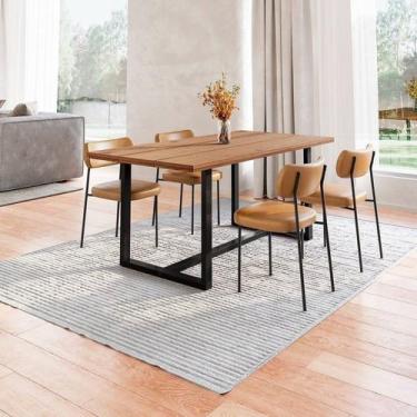 Imagem de Conjunto Mesa de Jantar Rústica Madeira Maciça com 4 Cadeiras Mona - E