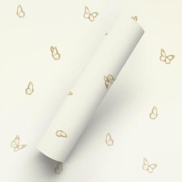 Imagem de Papel De Parede Adesivo Tema Borboleta Dourada Quarto Teen - Bazar Dos