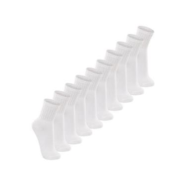 Imagem de Kit com 10 Meias Esportiva Cano Médio Lupo 3290-009, Branco, 45-48